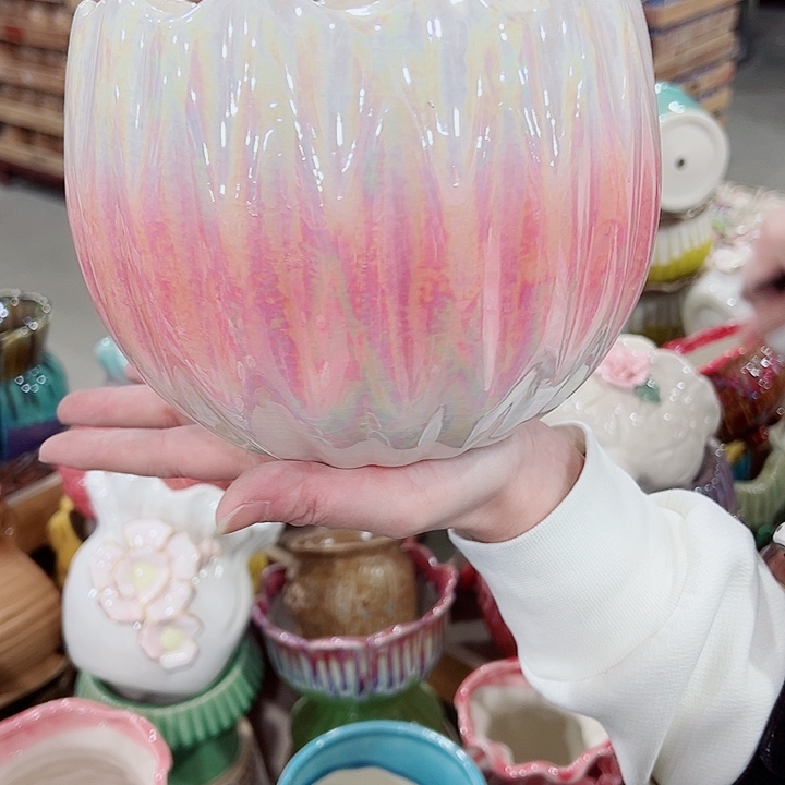 有孔，凑单福利满10元发货陶瓷多肉花盆！