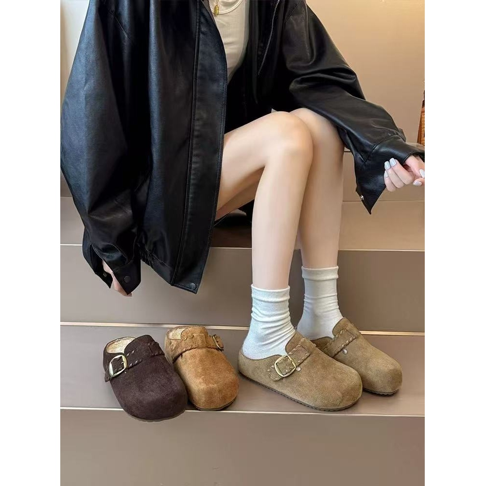 秋冬休闲款法式拖鞋女新款配裙子包头拖鞋186