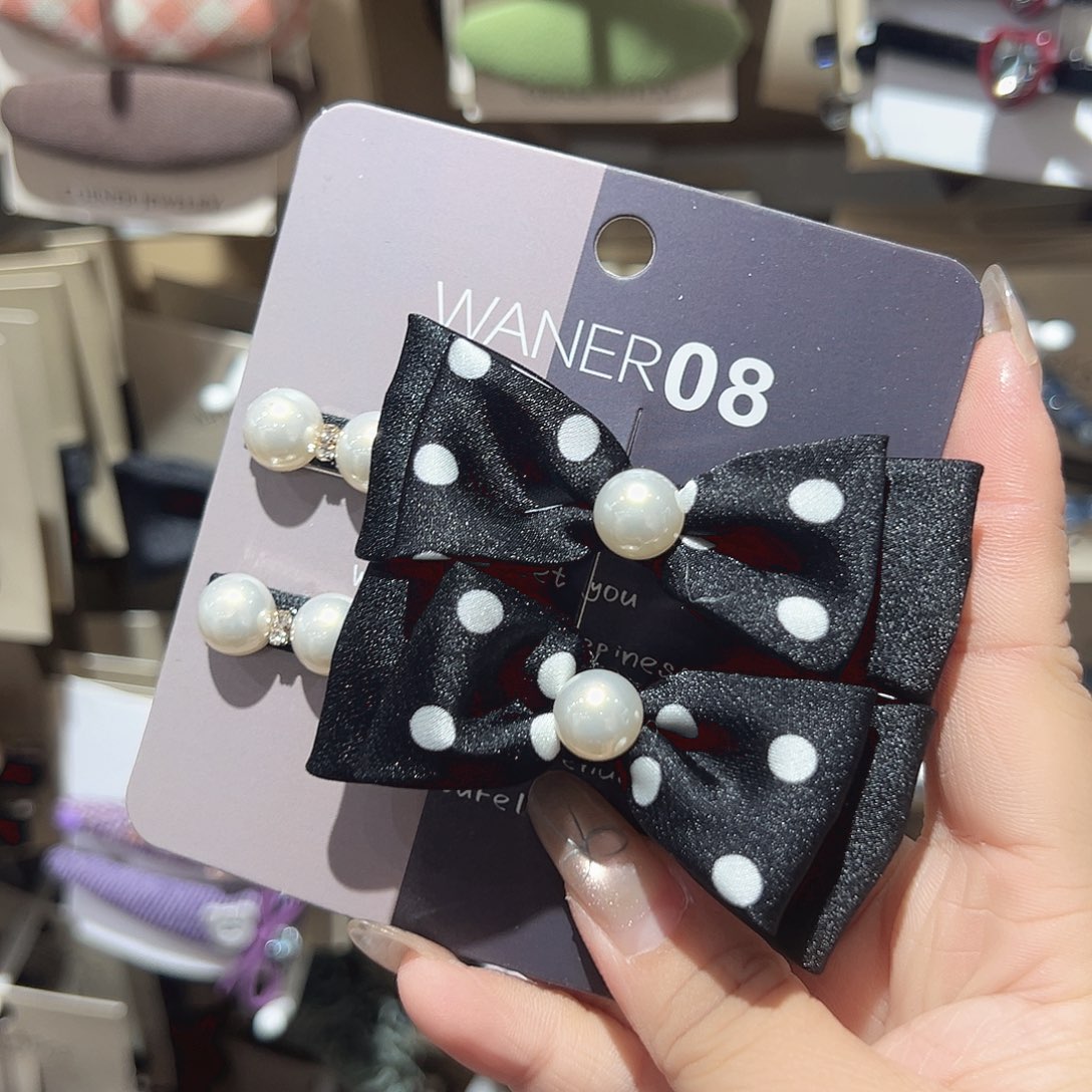 非金属波点蝴蝶结鸭夹一对