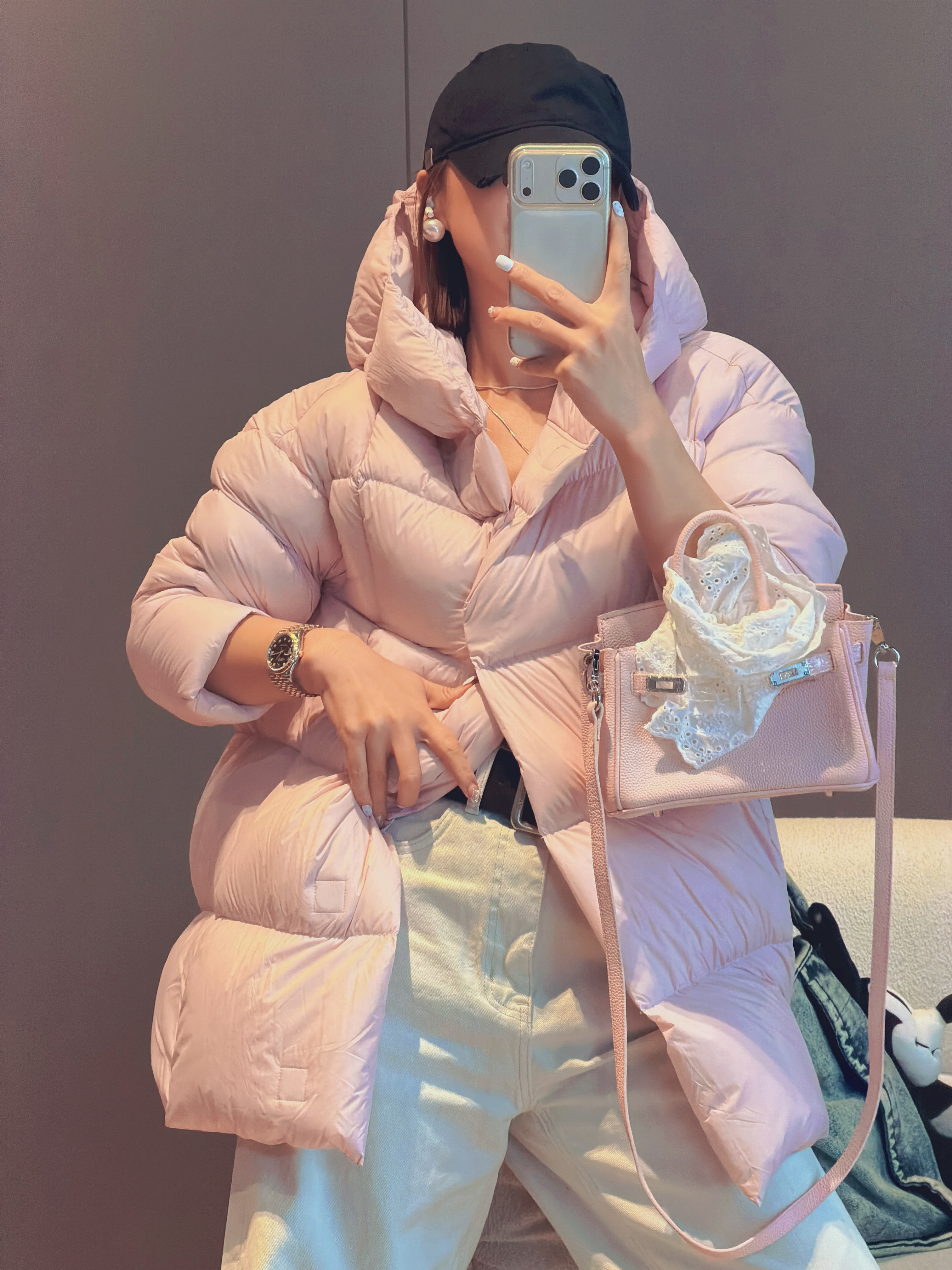 纯色休闲中长款女士保暖长袖连帽女女装女款