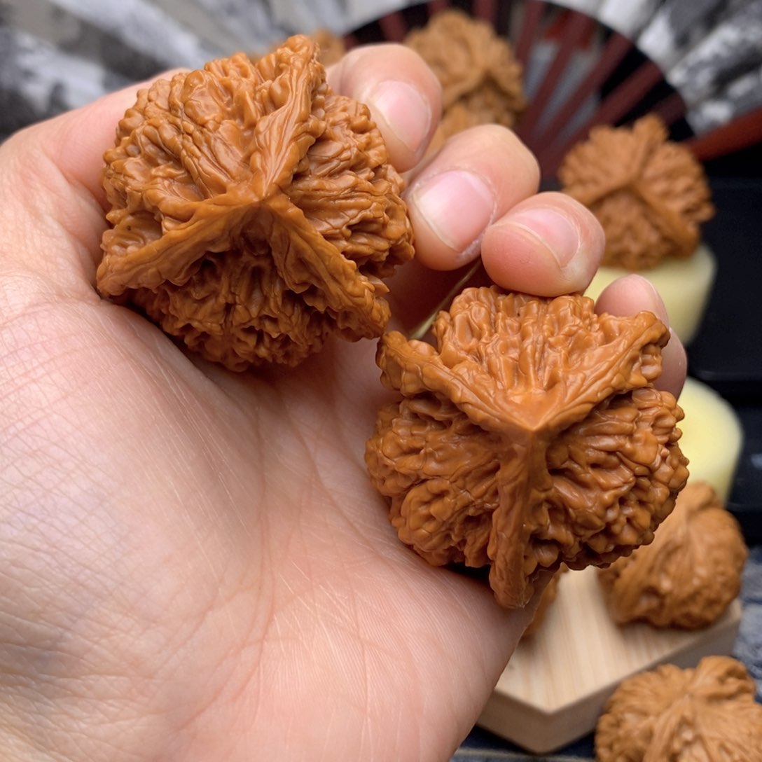 文玩核桃把件43全品官帽原装三棱