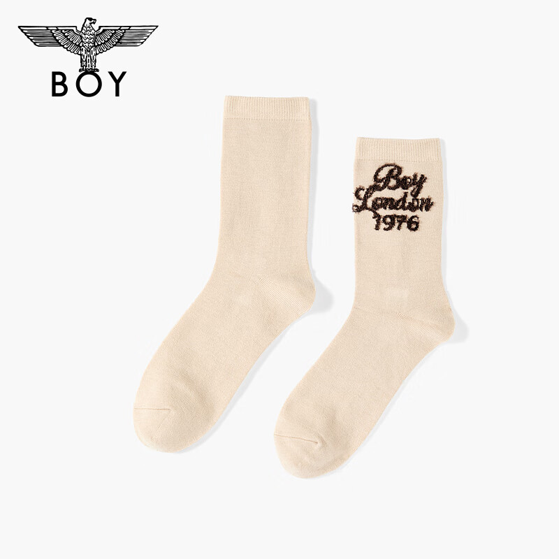 BOY LONDON冬季潮牌中筒袜透气保暖2025年冬新款卡其色袜子N81017