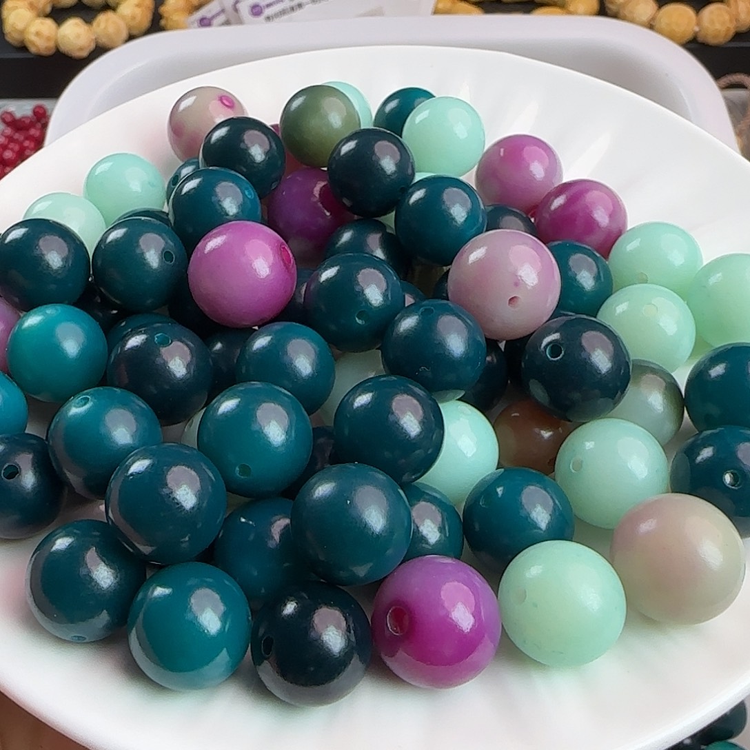 手串菩提根/象牙果卡14-15孔雀蓝汤圆50颗卡牌➕50颗