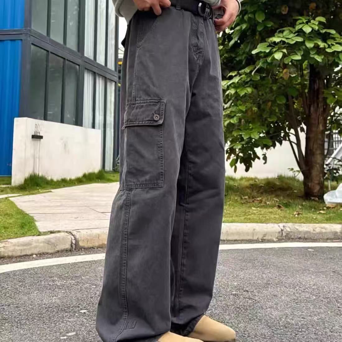 D26 010311 工装裤女款酷飒风新款阔腿垂感直筒休闲小个子裤子