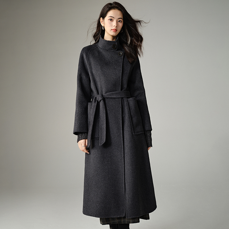 【新品】2025冬系带上衣百搭长款大衣女25062156