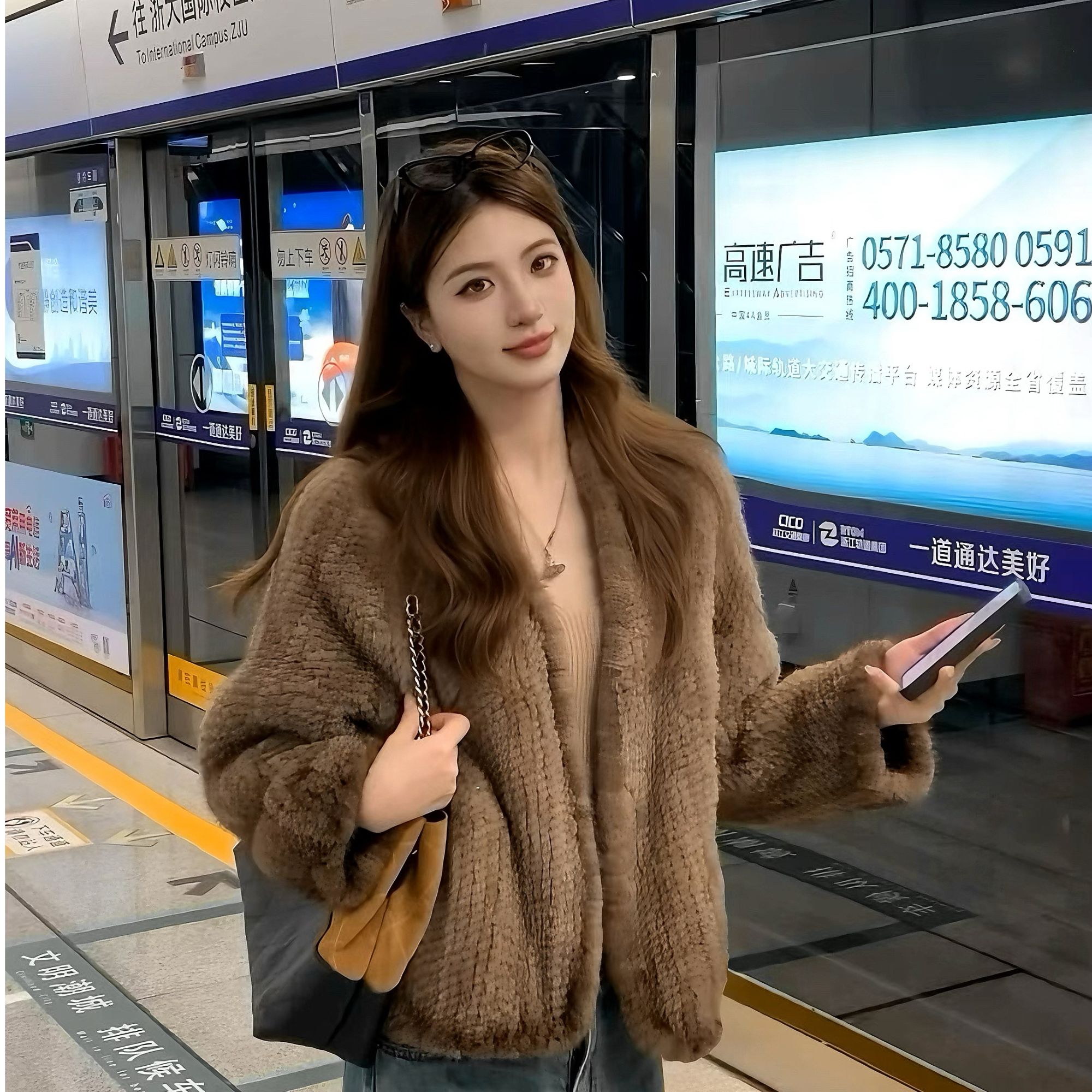 XIINER STORY【瑞典往事】简约百搭小V领水貂编织 