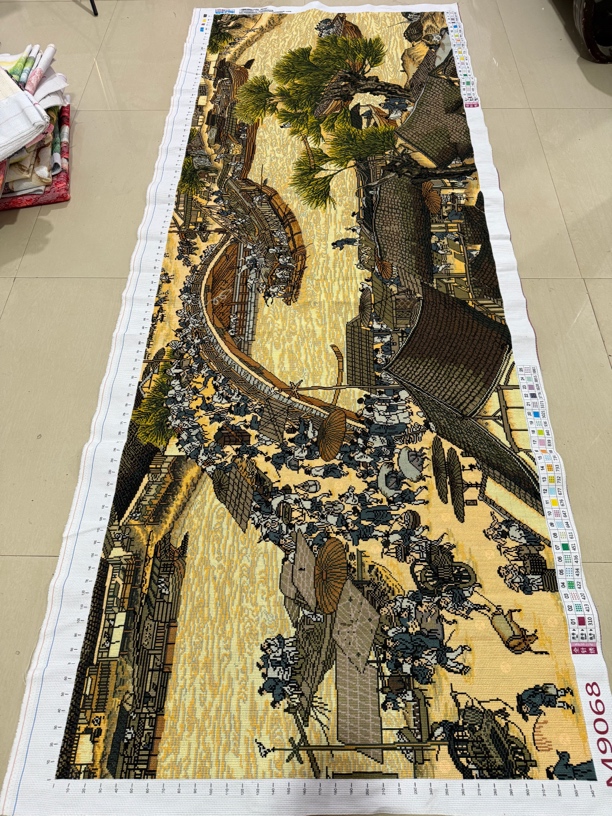 2.9✖️1.09米宋版清明上河图满绣十字绣成品