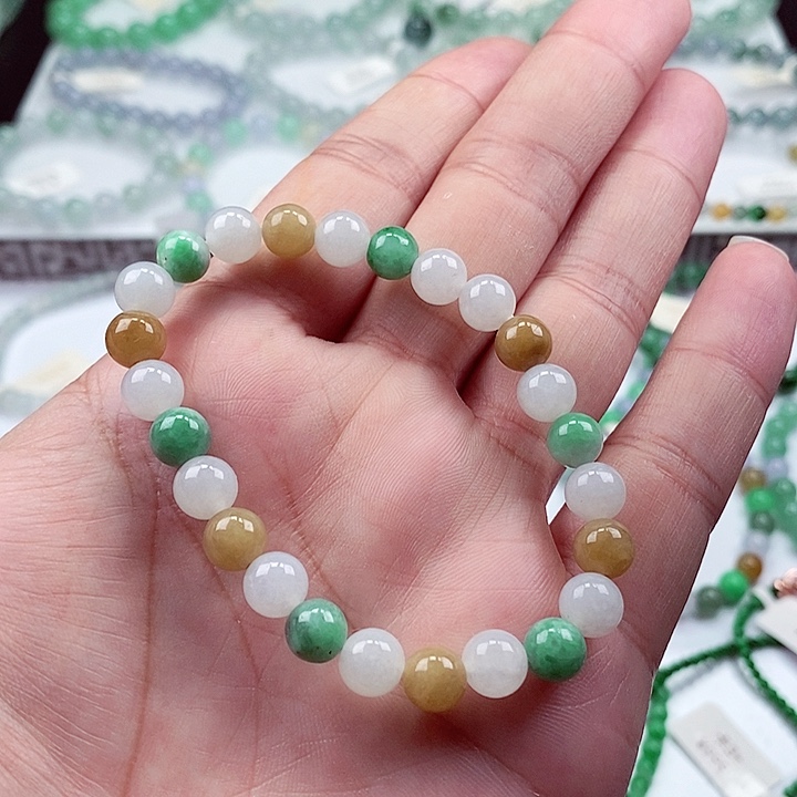 翡翠手链未镶嵌卡7+