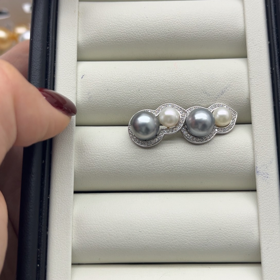 耳饰海水珍珠银S925镶嵌