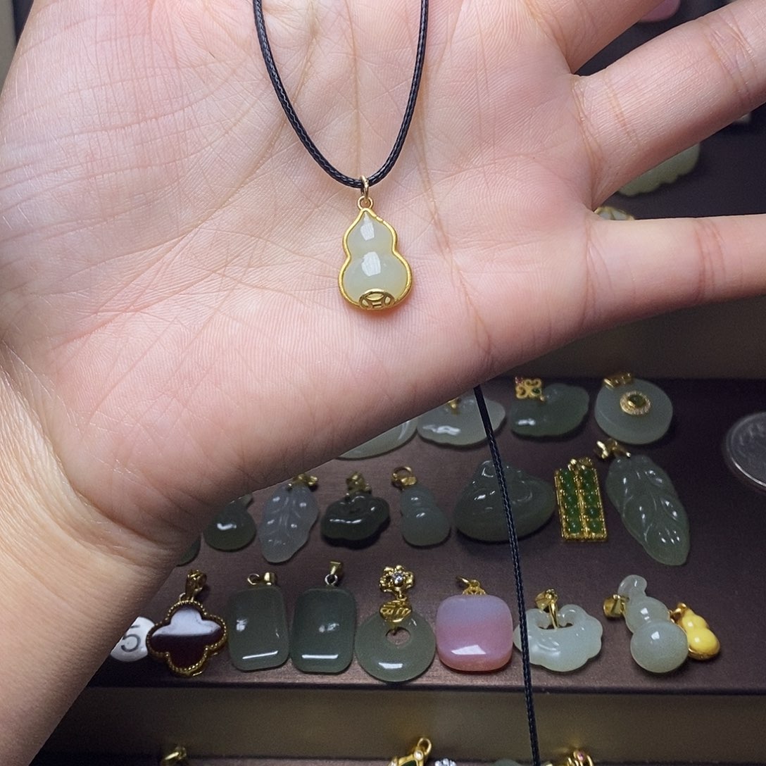 和田玉颈饰银S925镶嵌