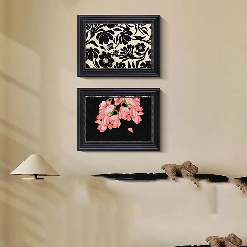 新中式花卉复古客厅沙发背景挂画玄关卧室挂画平面高级感挂墙AL02