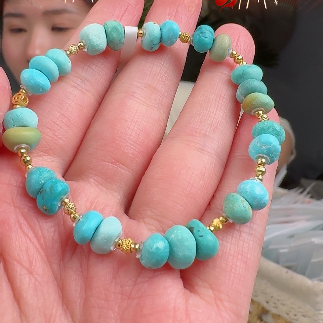 绿松石珠宝奇石18K金镶嵌