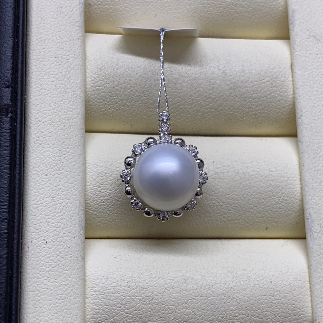 颈饰银S925镶嵌海水珍珠澳白特价不退换11-12m m