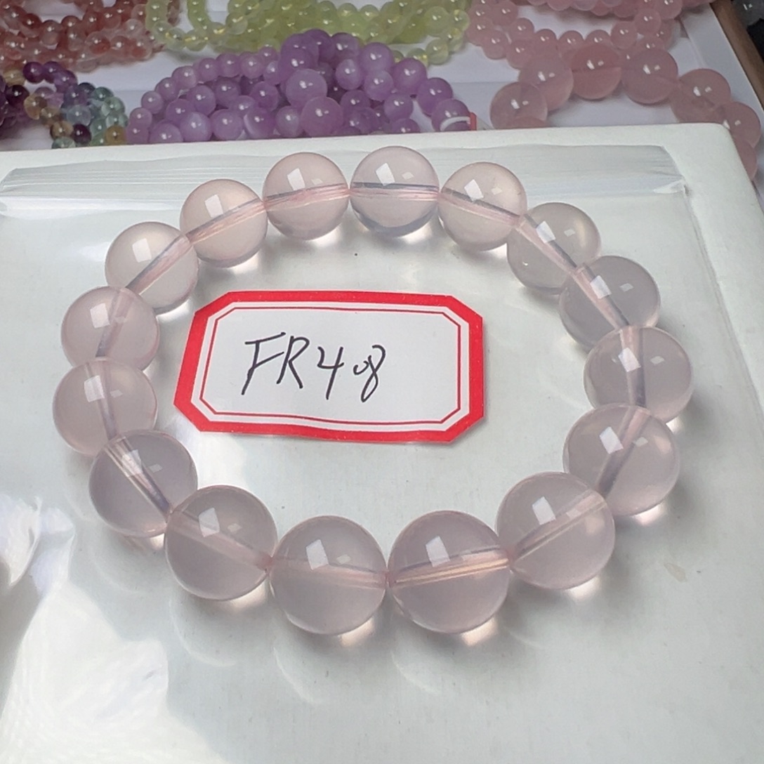 水晶手链未镶嵌杼*郁橘粉12.1mm左右