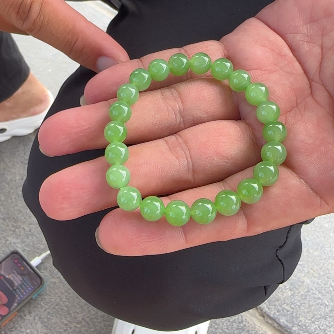 手链未镶嵌和田玉苹果绿乌兰海卡8