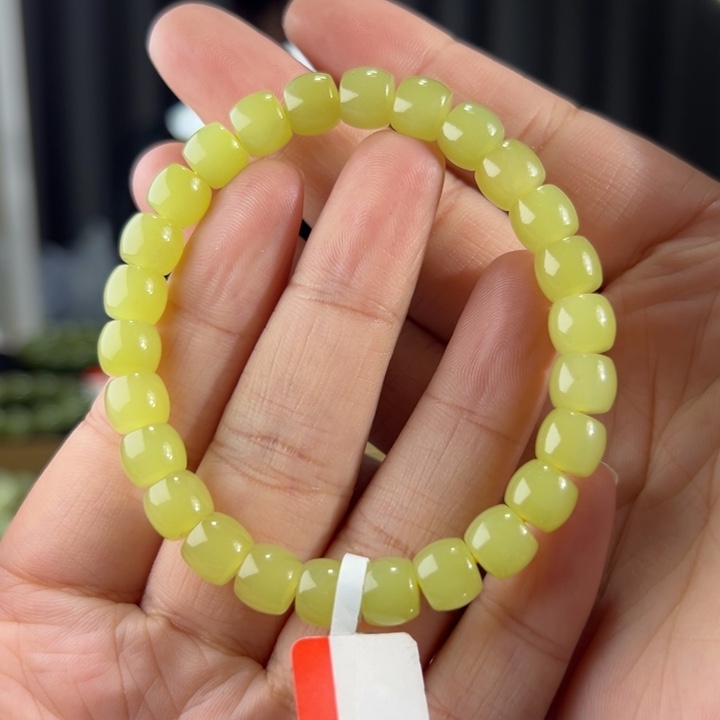 和田玉手串未镶嵌新疆若羌黄口卡8直切