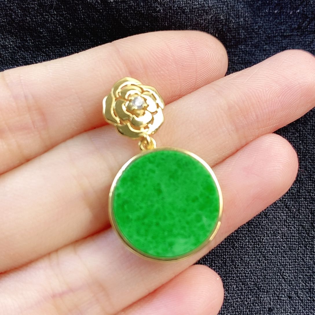 翡翠银S925镶嵌颈饰缅甸翡翠