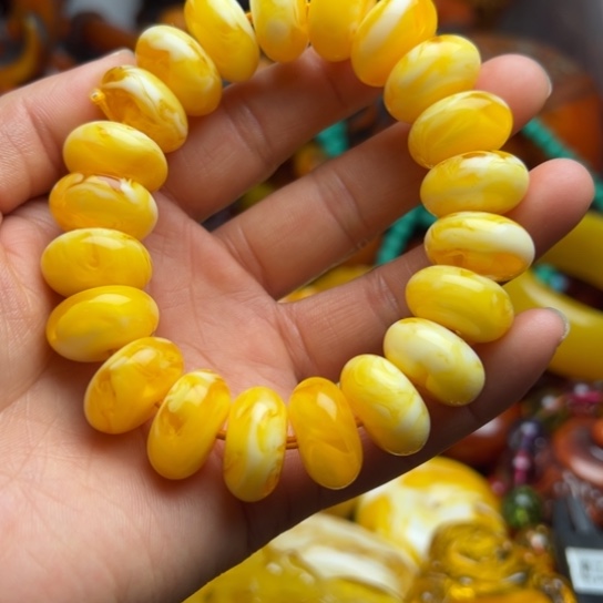 琥珀（花珀）手串未镶嵌蜜蜡