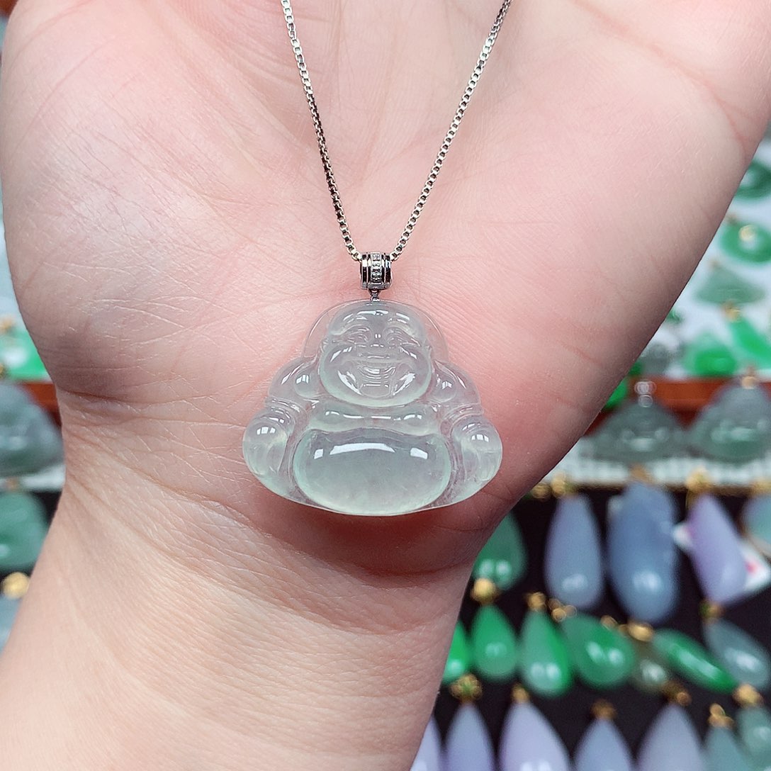 翡翠颈饰18K金镶嵌天然翡翠A货