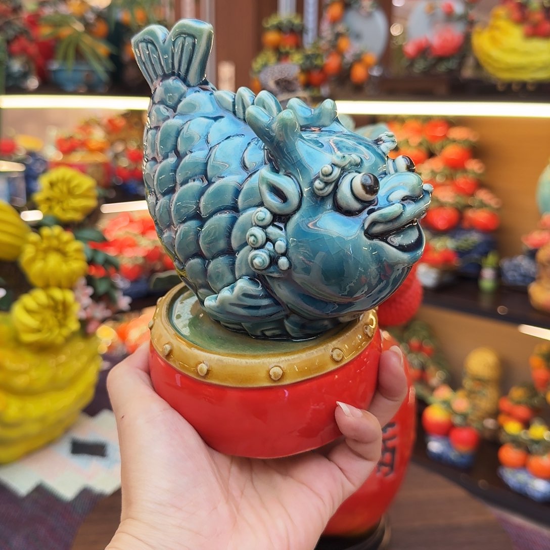 陶瓷鳌鱼精品风调雨顺精品