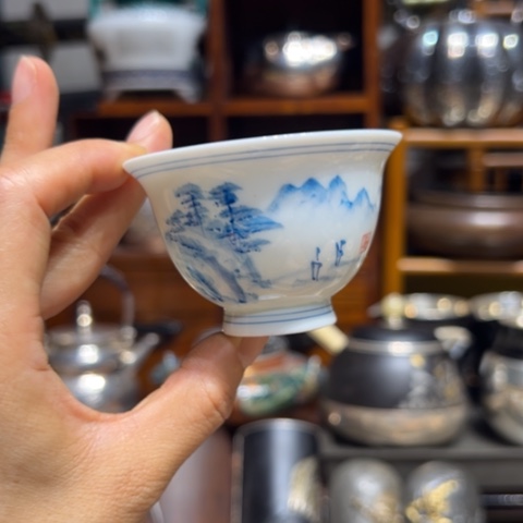 蜜安罐瓷香炉锡茶则