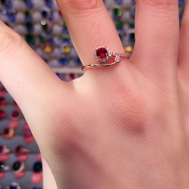 红宝石戒指银S925镶嵌