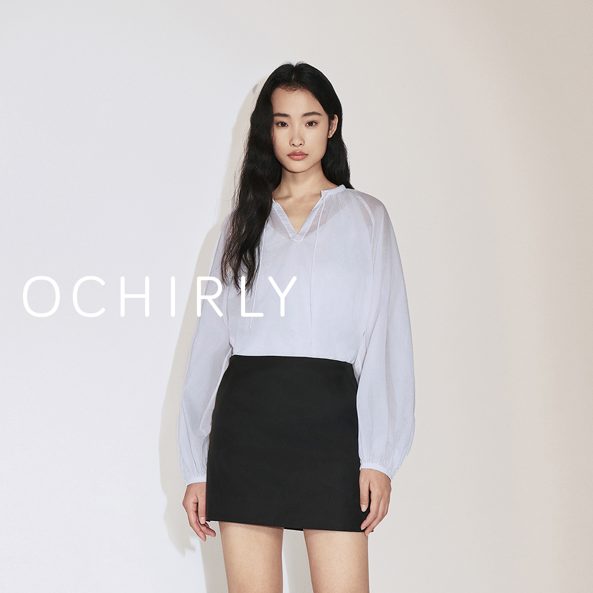 ochirly欧时力 100%新疆长绒棉套头衬衫女法式气质春秋新品