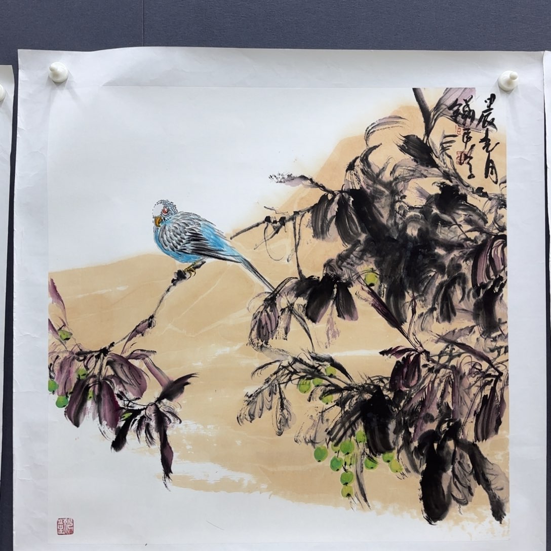 国画大*赵建龙斗方花鸟