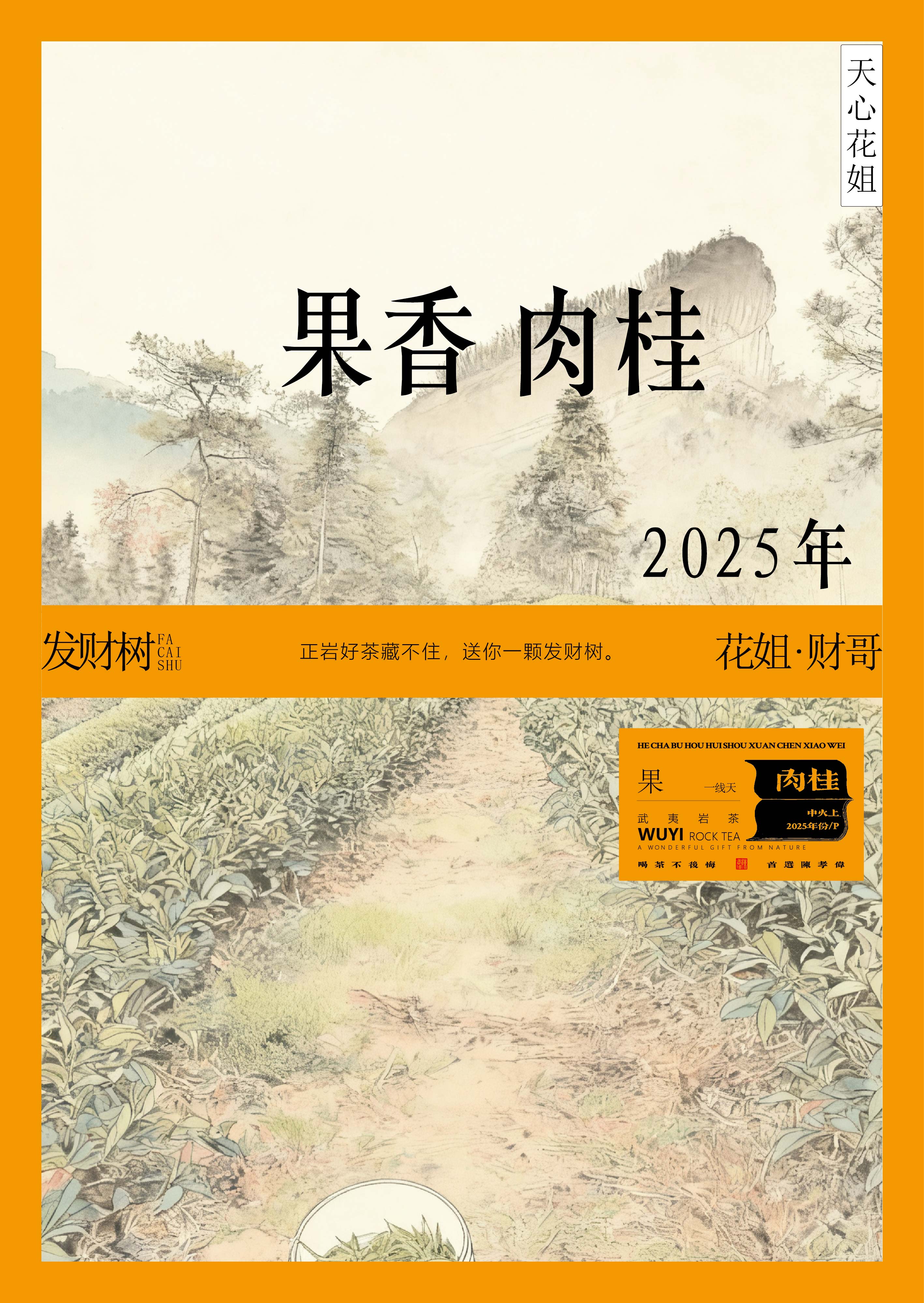 【发财树】天心花姐//果香肉桂//2025年份//武夷岩茶//9克*6泡