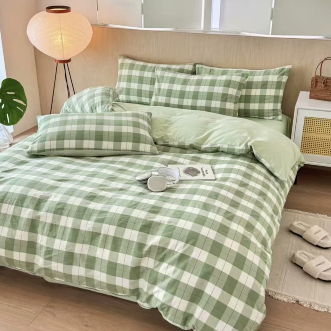 【床单61-86】全棉水洗棉系列全棉色织简约格子