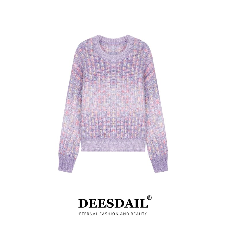 【112】DEESDAIL秋冬长袖圆领上衣显瘦小众知性针织衫女装A262