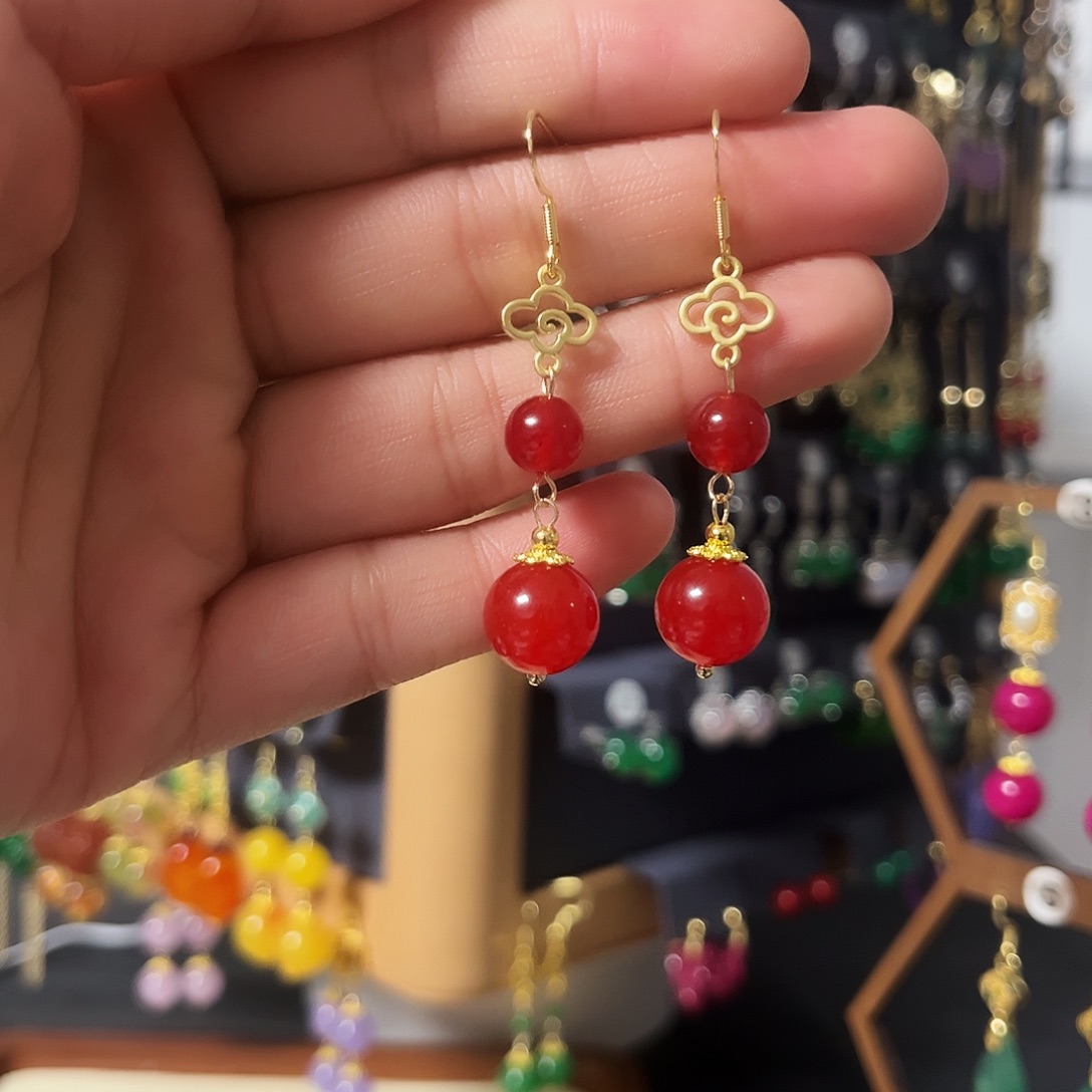 锆石纯铜925银耳饰