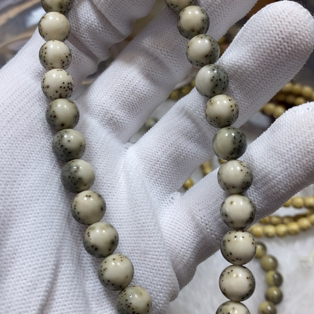 星月菩提手串绿背白9圆