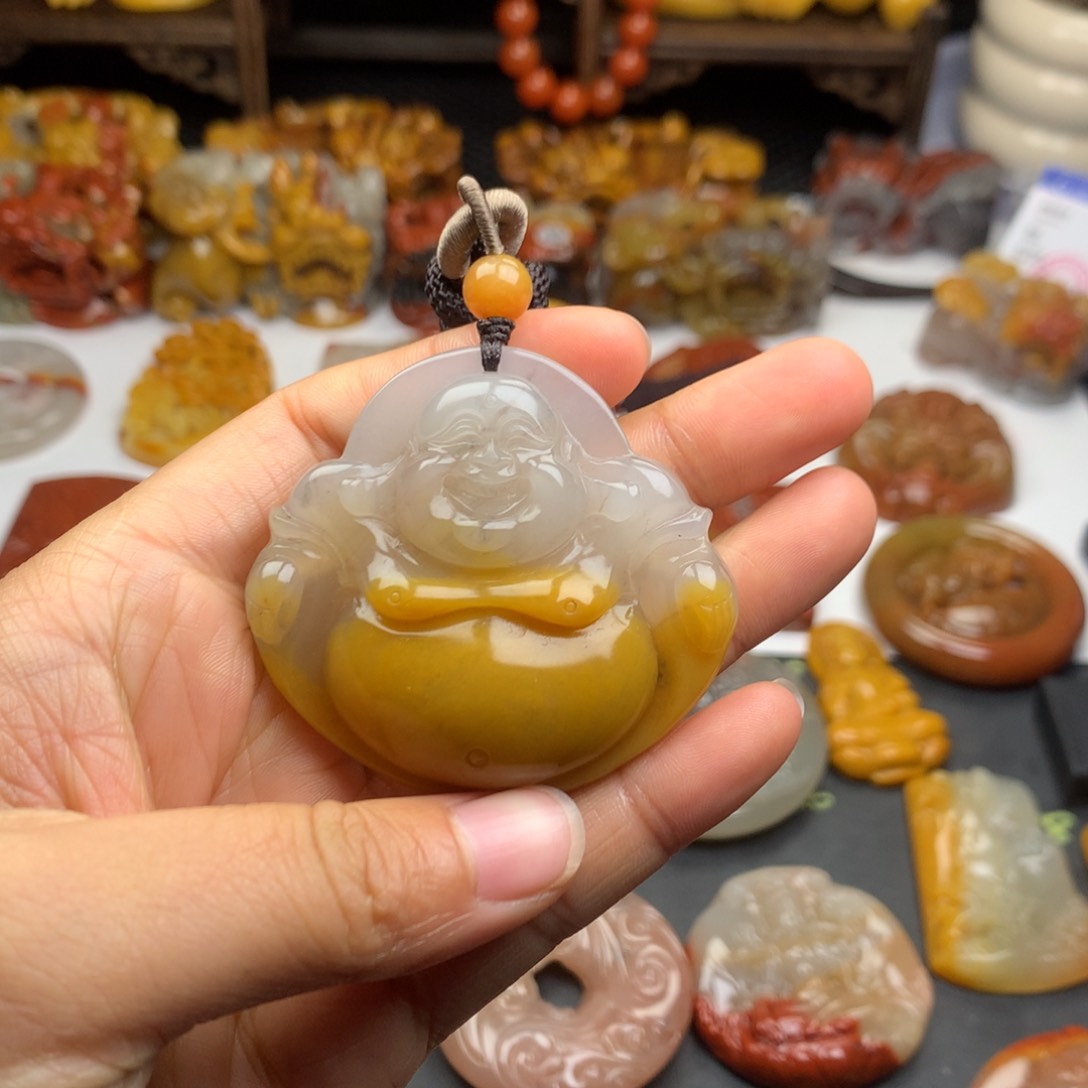 石英质玉（黄龙玉）挂件未镶嵌