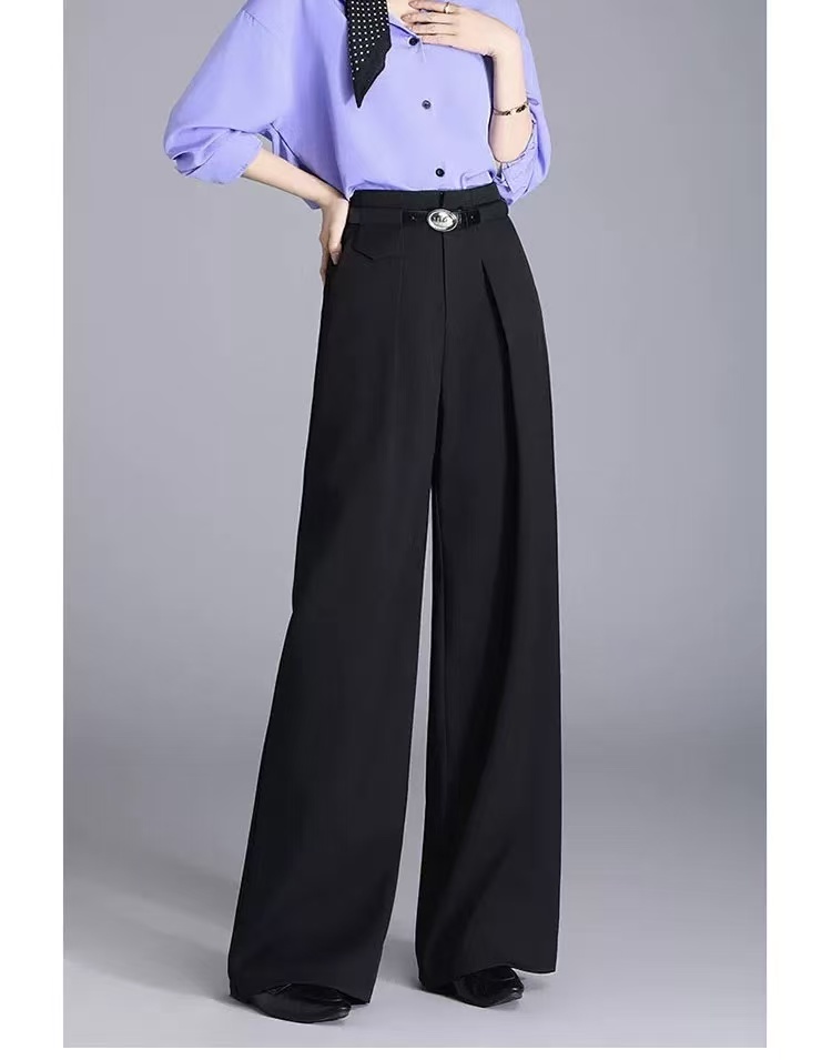 冬季定制高级粗斜纹西装面料加厚加绒显瘦直筒阔腿西裤96006冬