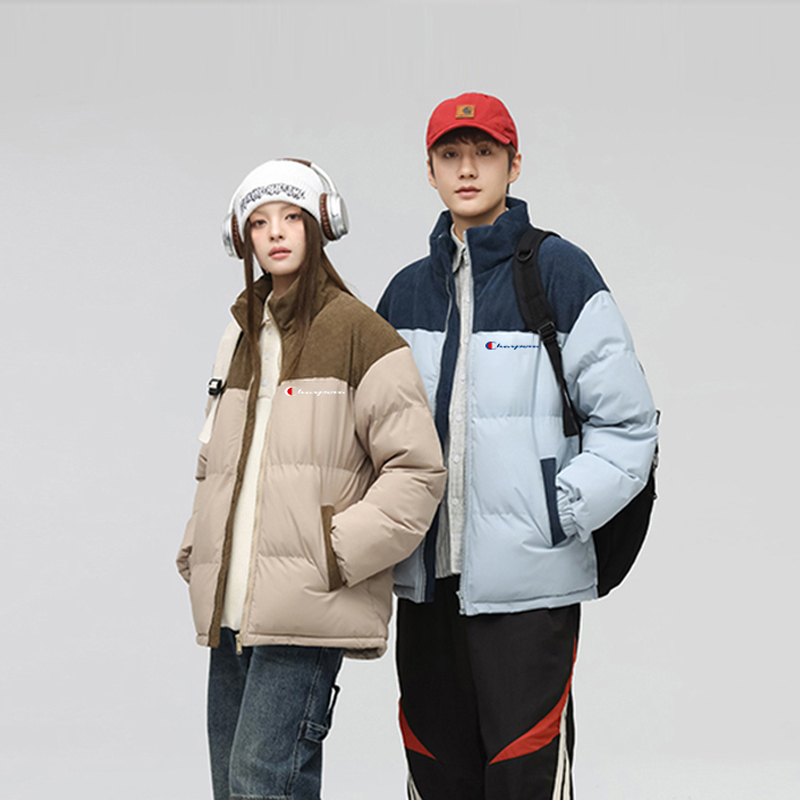 品牌特惠冬季新款男士美式立领拼接加厚保暖潮牌棉服3DD时尚潮流