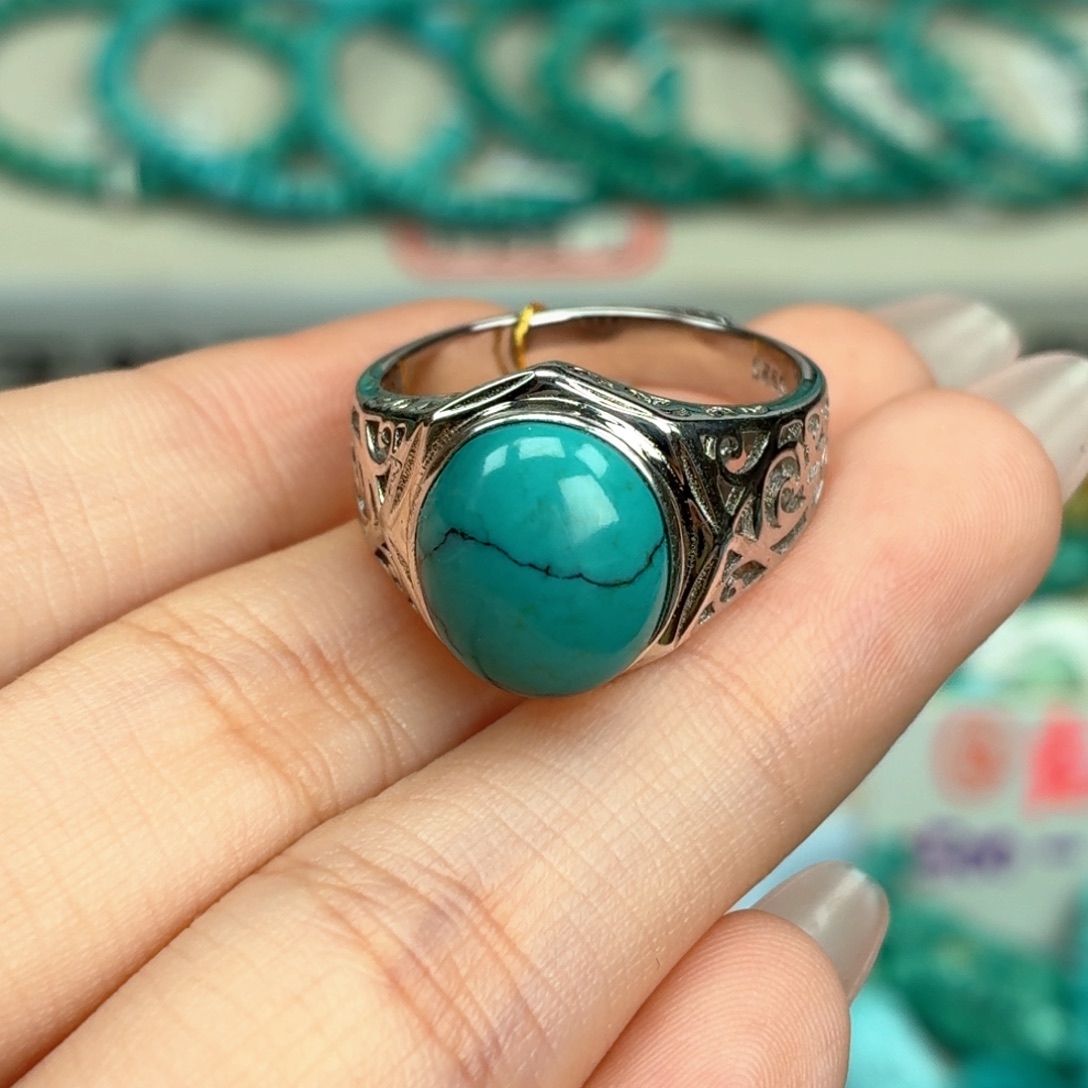 银S925镶嵌绿松石珠宝奇石