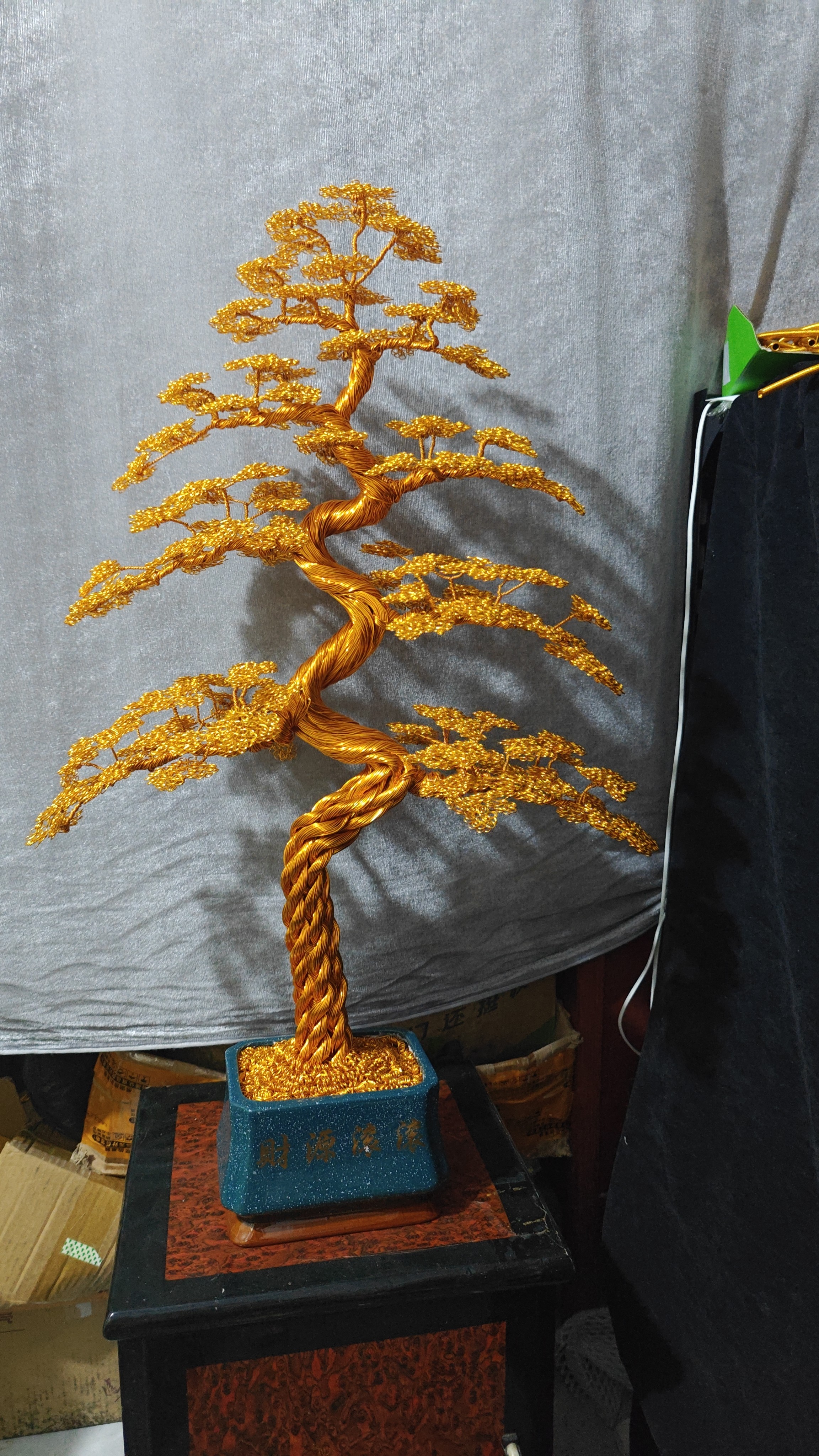 高80厘米手工中式创意金色铝丝发财树(处理适合家摆店摆)工艺品