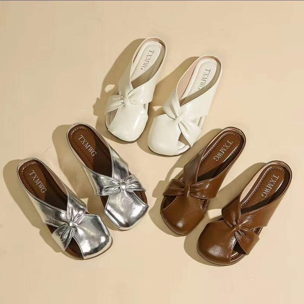 D包头半拖鞋女生通勤编织夏季外出2025新款英伦风气质增高网