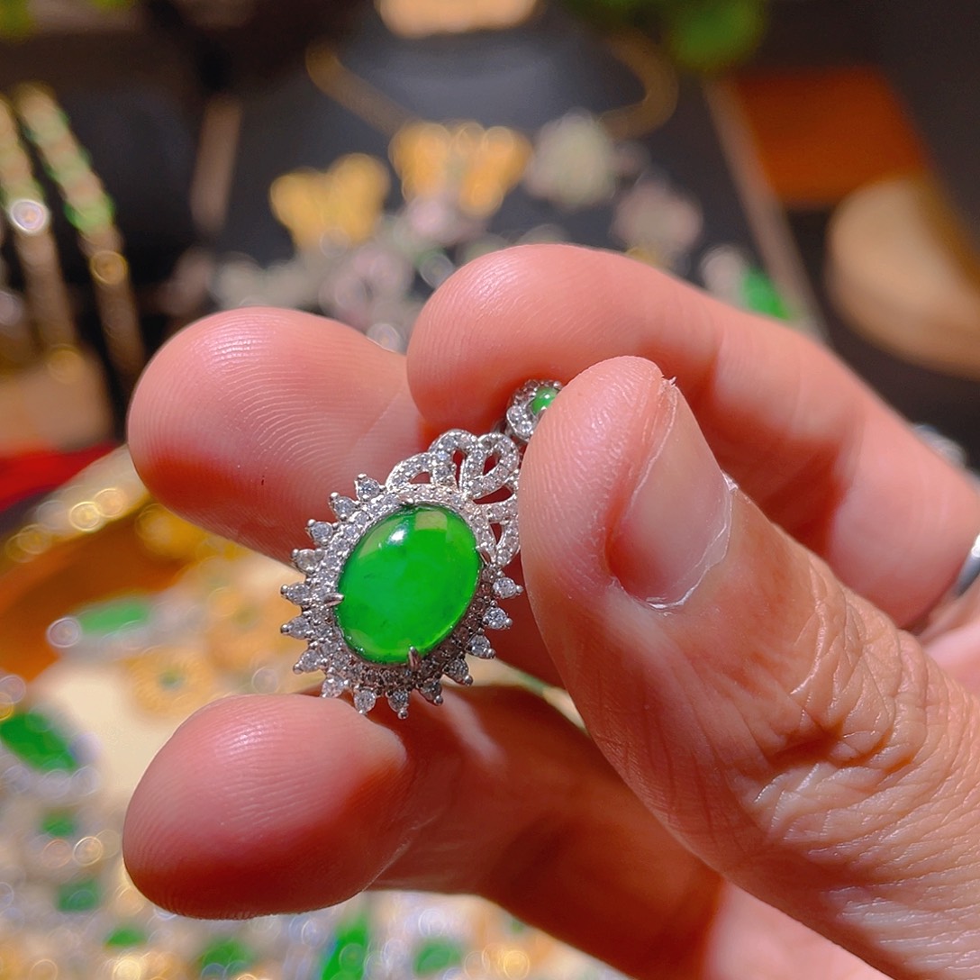 翡翠吊坠(不含链)银S925镶嵌