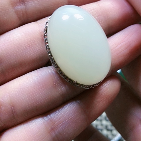 和田玉挂件银S925镶嵌