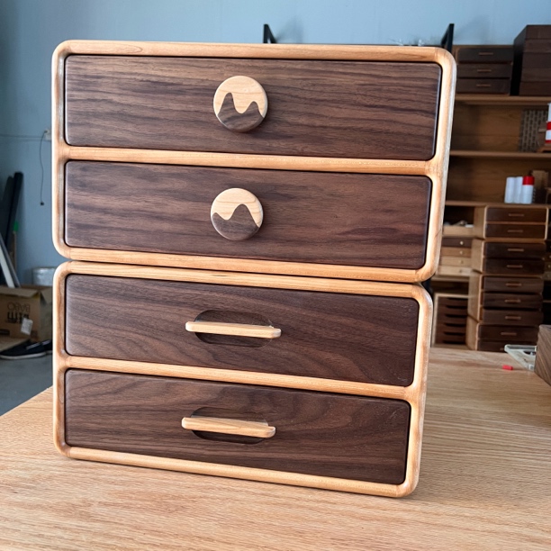 禧籽|36*26.5*20桌面收纳柜双层樱桃木储物创意办公A4文盒首饰盒