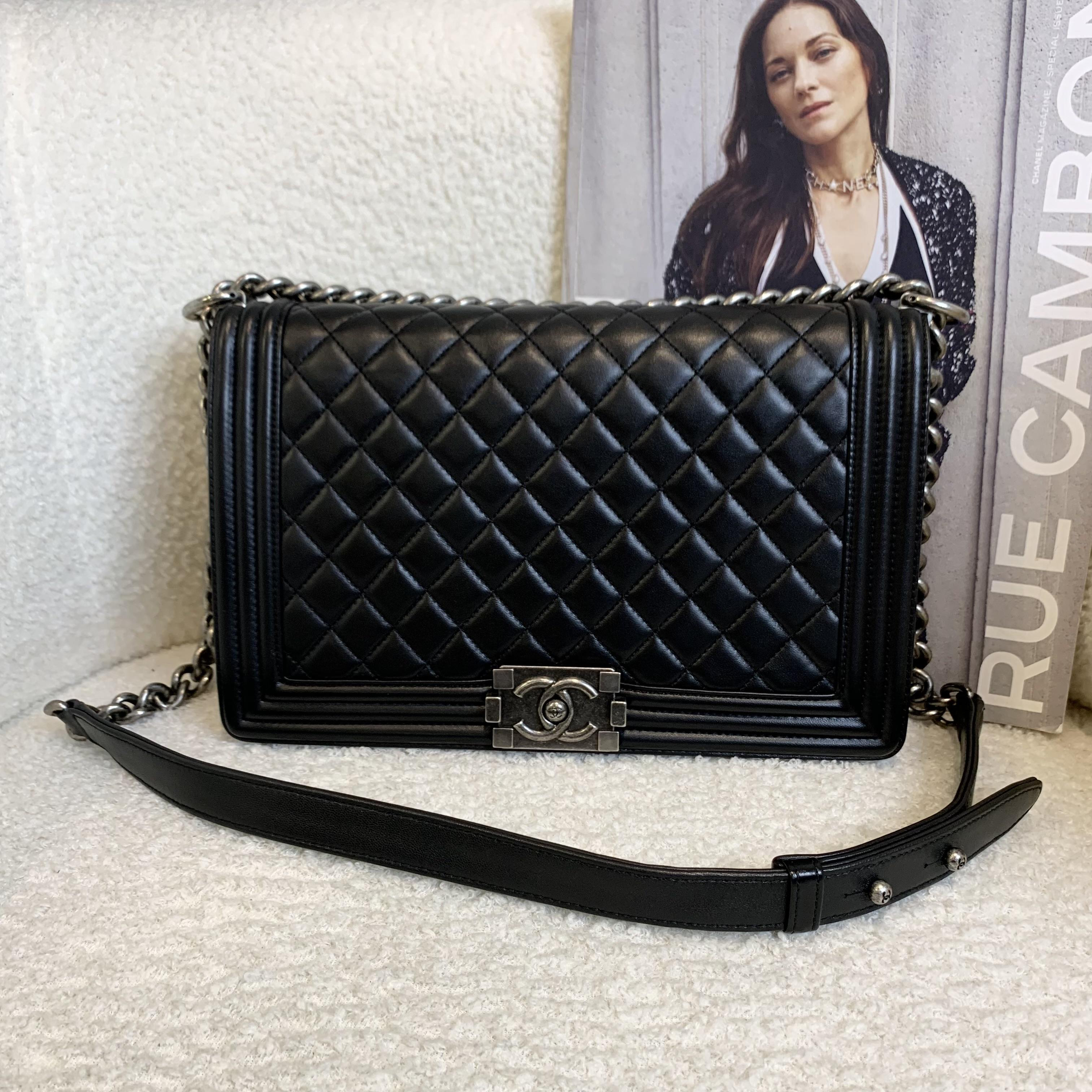 95新 Chanel/香奈儿 十一壹臻/黑银leboy中大号 24开/ 33919968