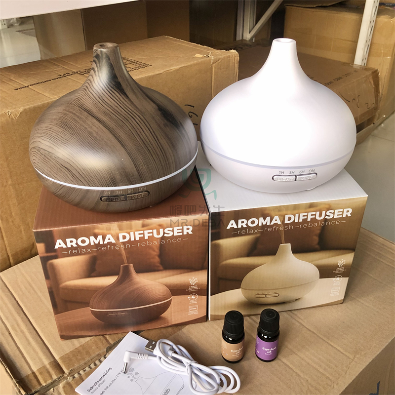 外贸款香薰扩散香薰机扩香雾化木纹家用精油七彩
