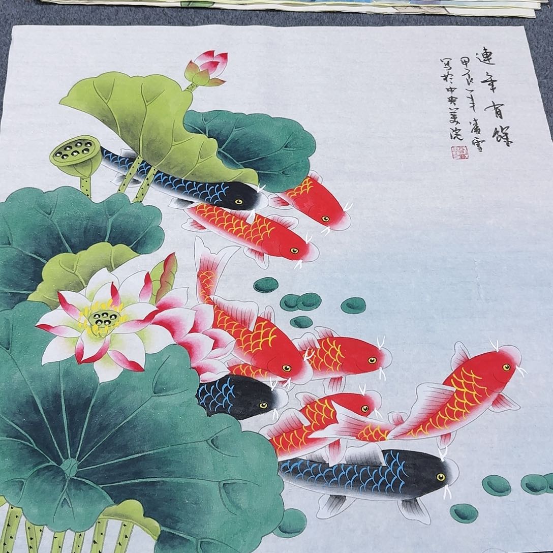 国画尺寸70X70手绘作品