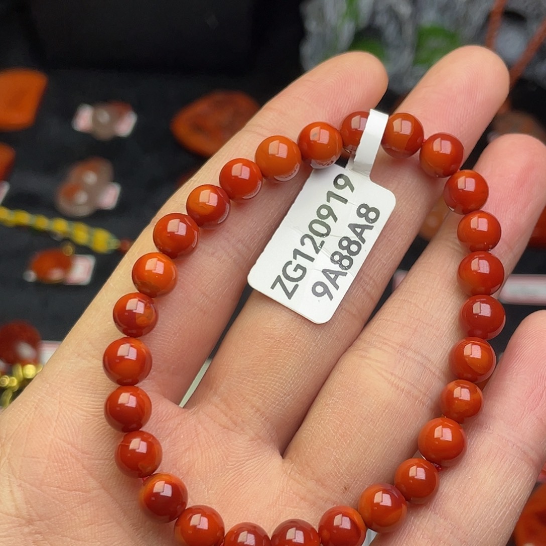 静***花南红玛瑙未镶嵌手串原矿南红手串7mm➕高品质满肉瓦西双锦
