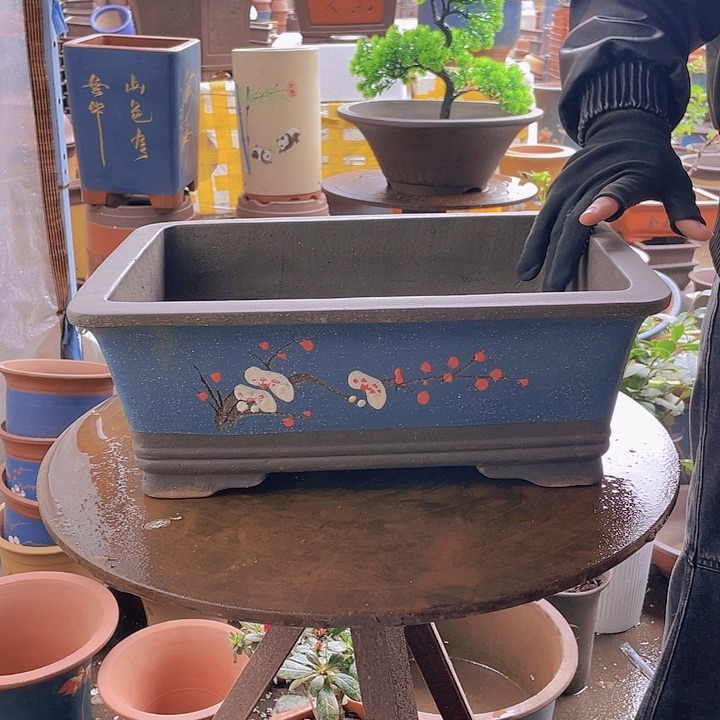宜兴紫砂36蓝点菜马槽