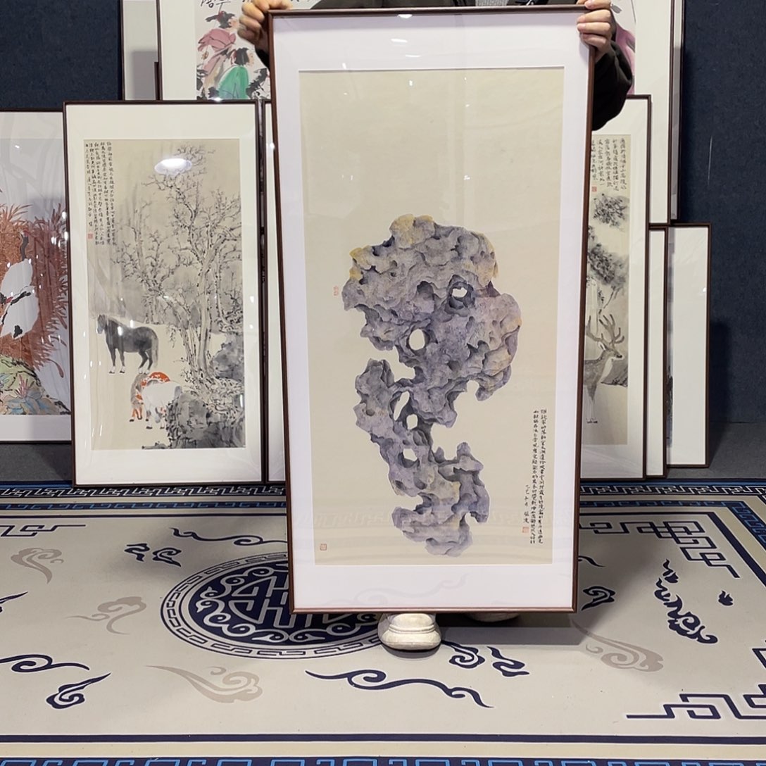 国画手绘画作品带框60/120