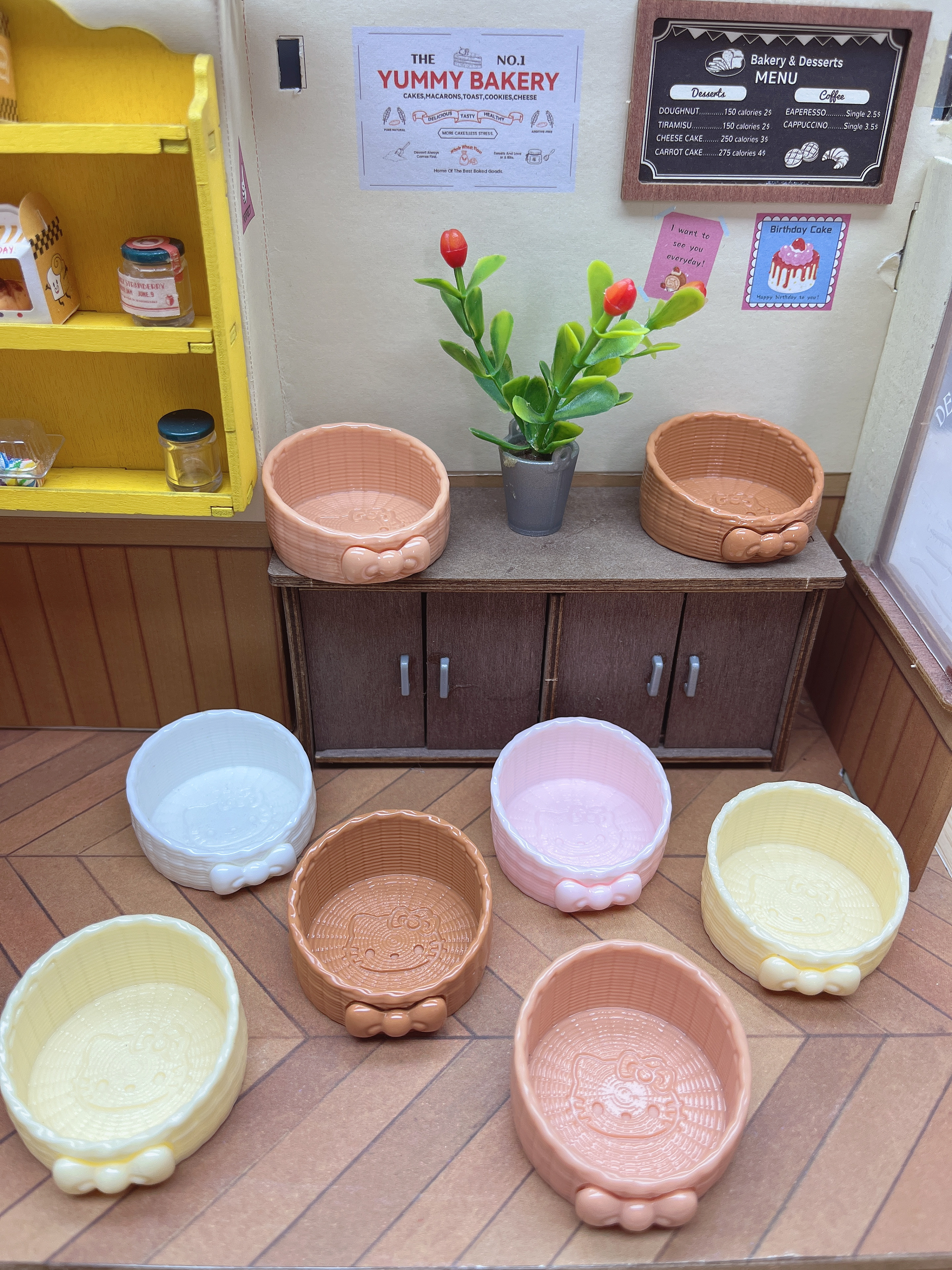 【彬彬定制-蝴蝶结圆形筐】树脂筐托盘食玩diy配件树脂盘子手机饰品