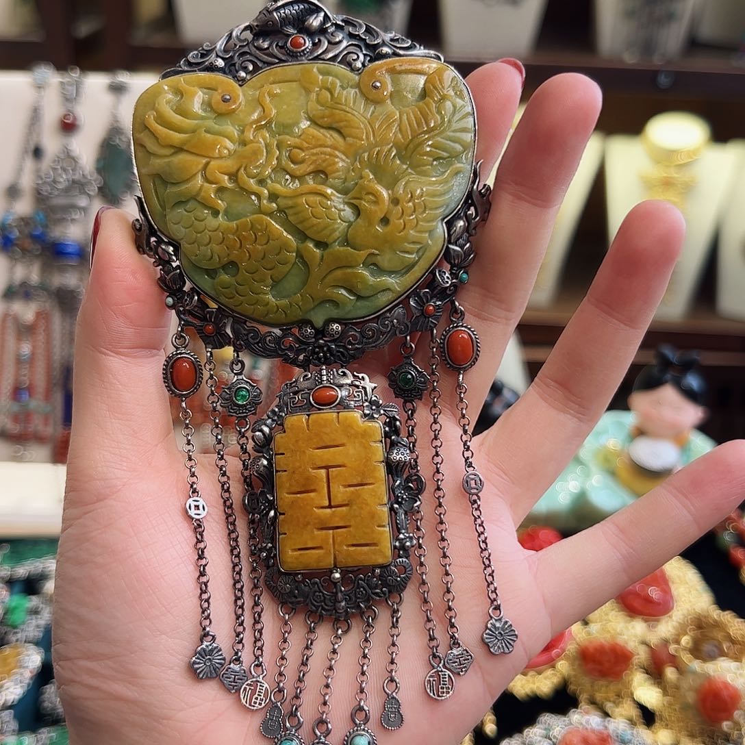 翡翠吊坠(不含链)银S925镶嵌吊坠